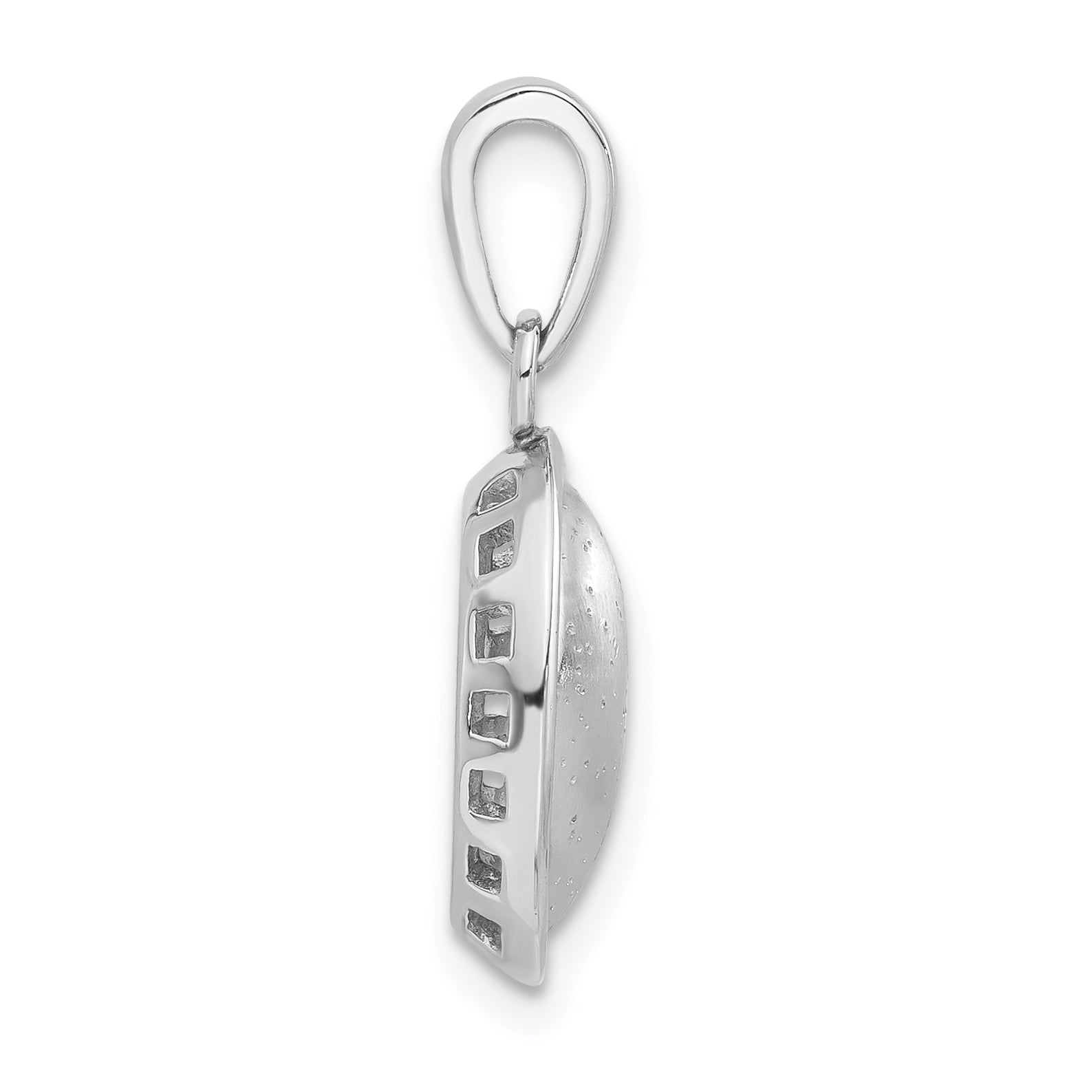 Sterling Silver Polished and Textured Oval Pendant Secondary image