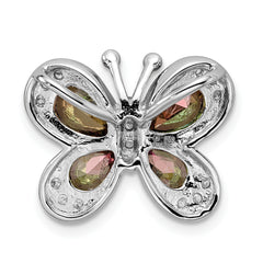 Sterling Silver Polished Dark Mystic CZ Butterfly Pendant
