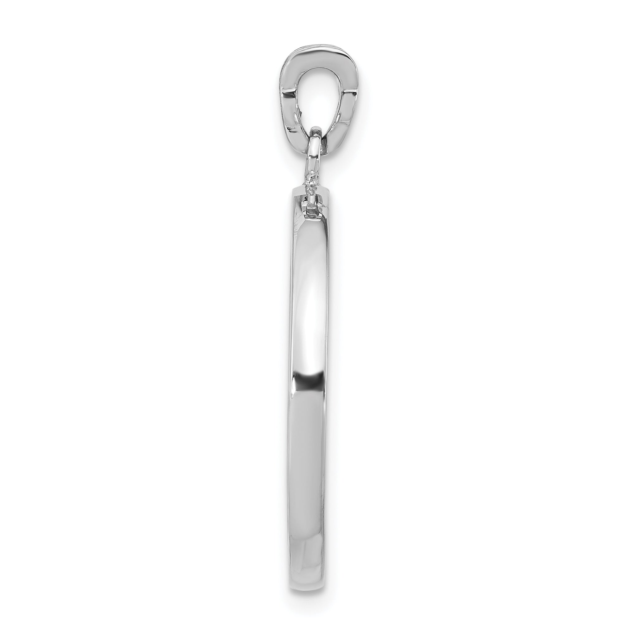 Sterling Silver Rhodium-plated Round Pendant