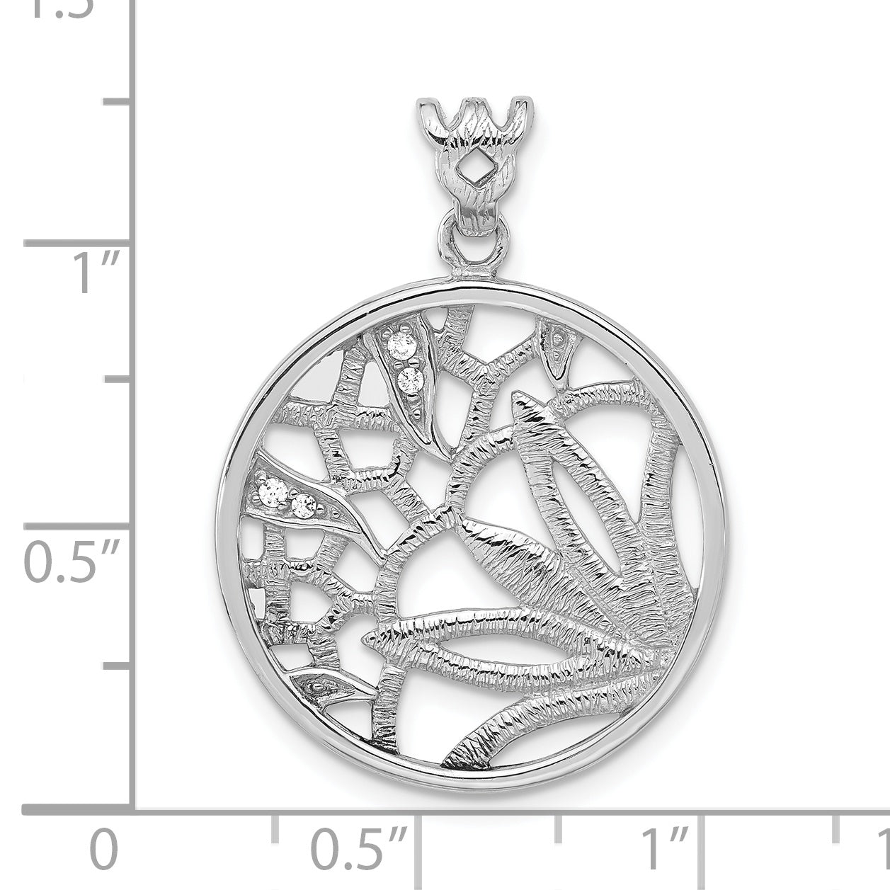 Sterling Silver Rhodium-plated Round Pendant
