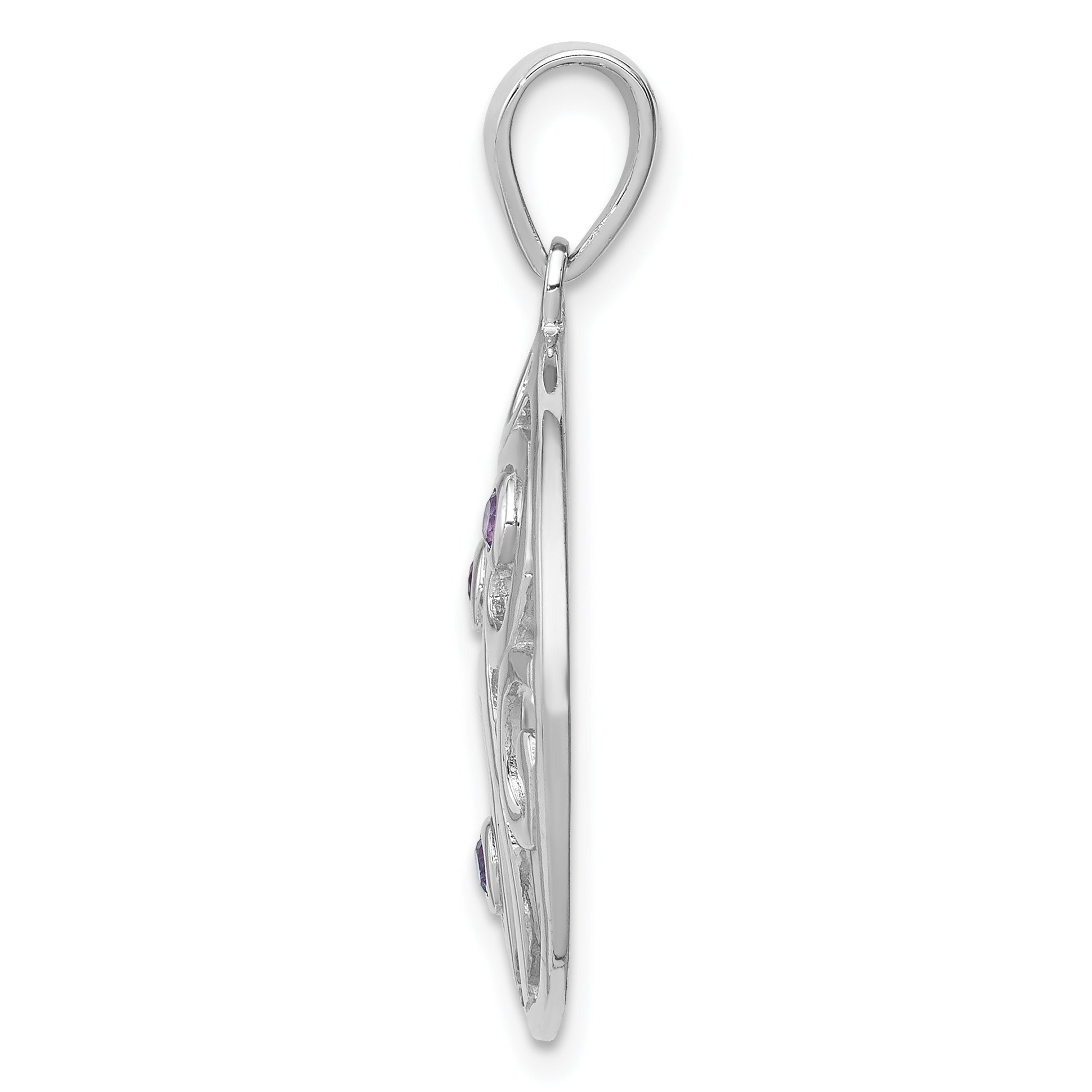 Sterling Silver Rhodium-plated w/Amethyst Pendant Secondary image