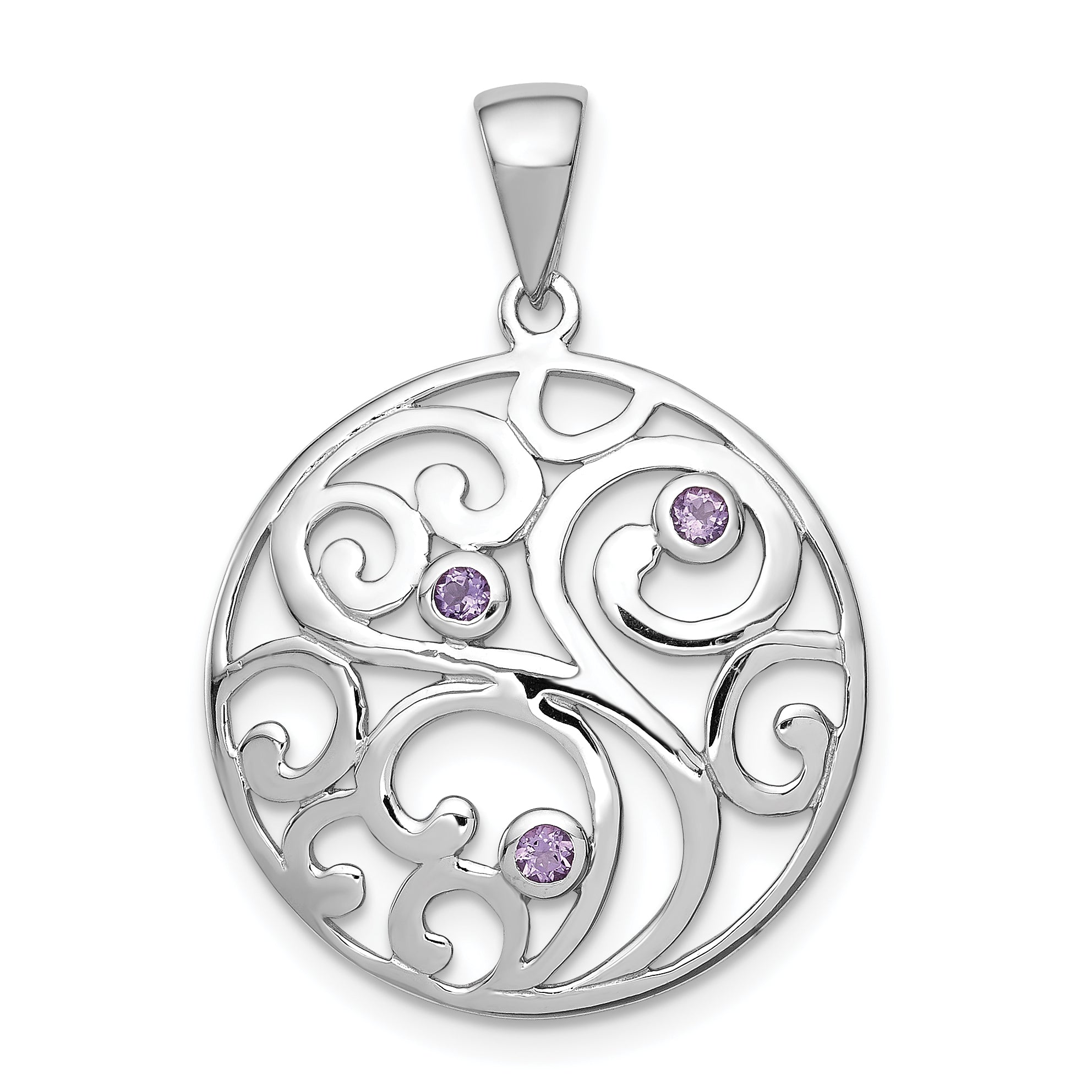 Sterling Silver Rhodium-plated w/Amethyst Pendant Main image