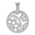 Sterling Silver Rhodium-plated Round Pendant