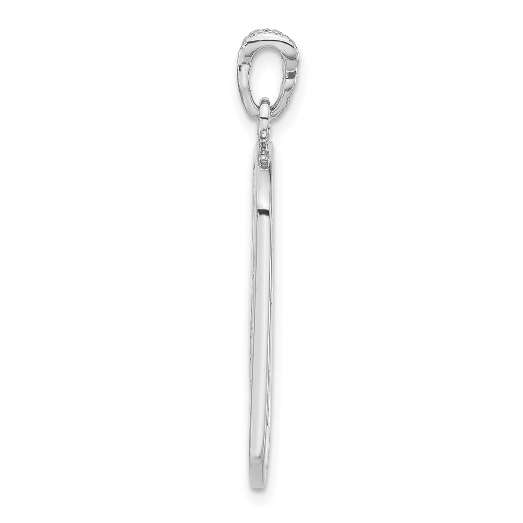 Sterling Silver Rhodium-plated Oval Rectangle Pendant