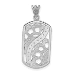 Sterling Silver Rhodium-plated Oval Rectangle Pendant