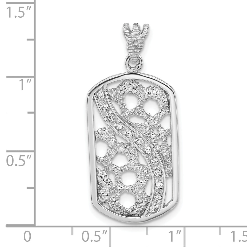Sterling Silver Rhodium-plated Oval Rectangle Pendant