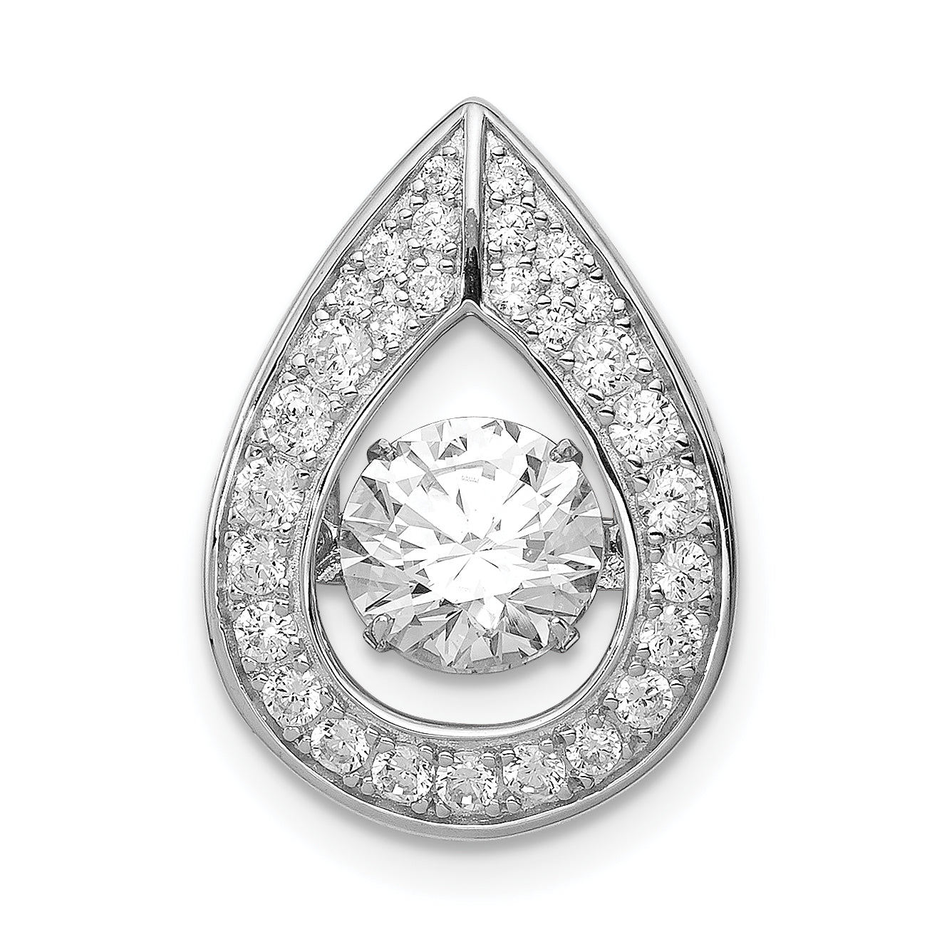 Sterling Silver Platinum-plated Vibrant CZ Pendant Main image
