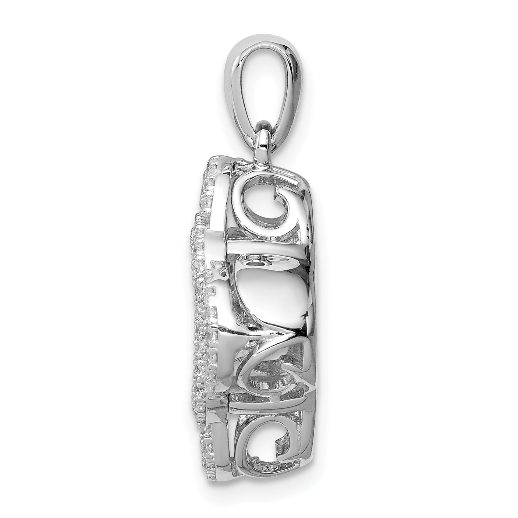 Sterling Silver Platinum-plated Vibrant Swarovski Zircon & CZ Pendant