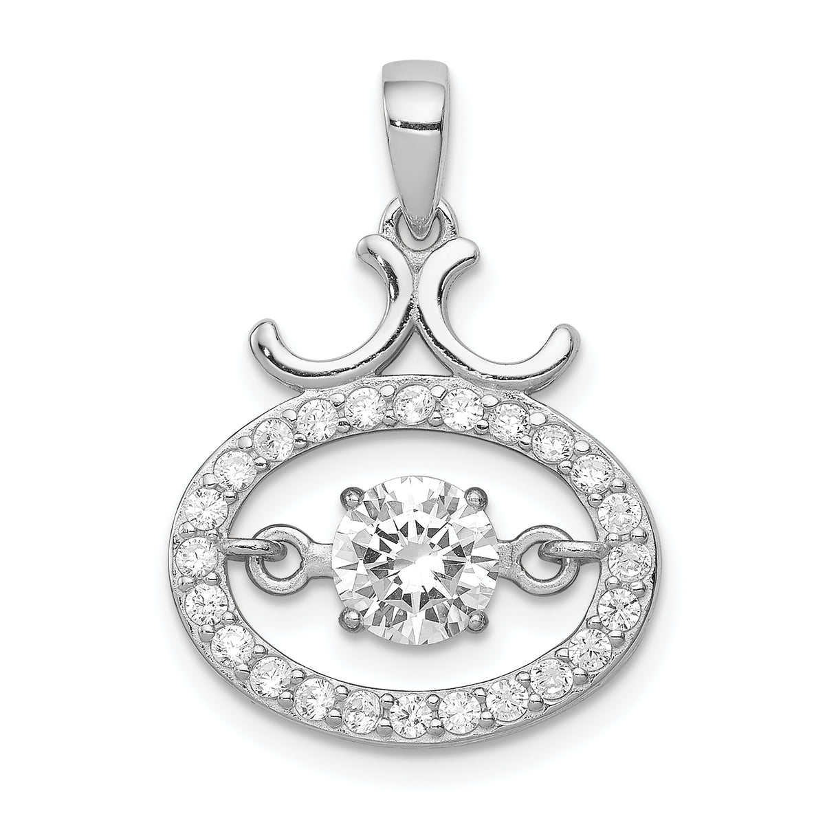 Sterling Silver Rhodium-plated Vibrant CZ Pendant