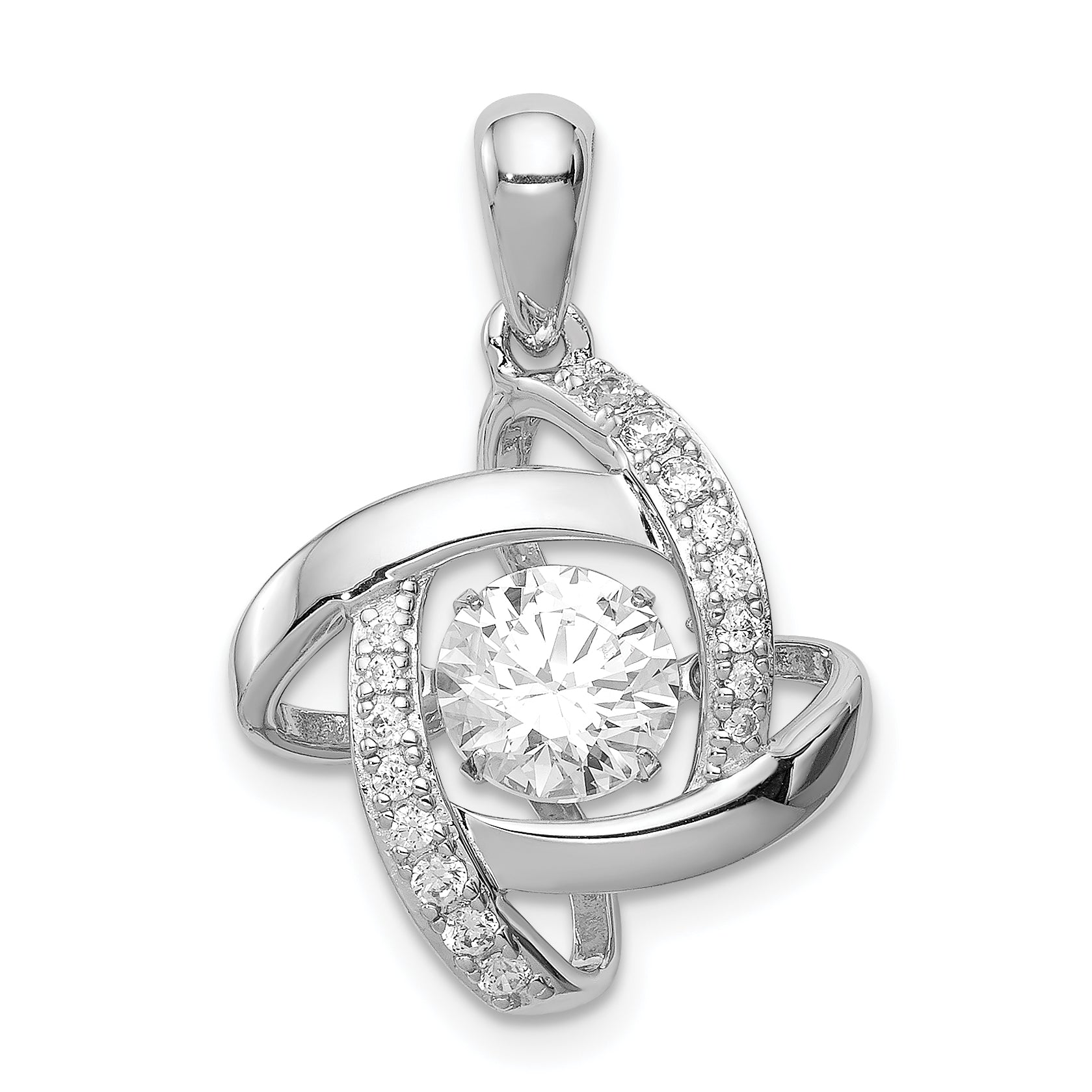 Sterling Silver Platinum-plated Vibrant CZ Pendant Main image