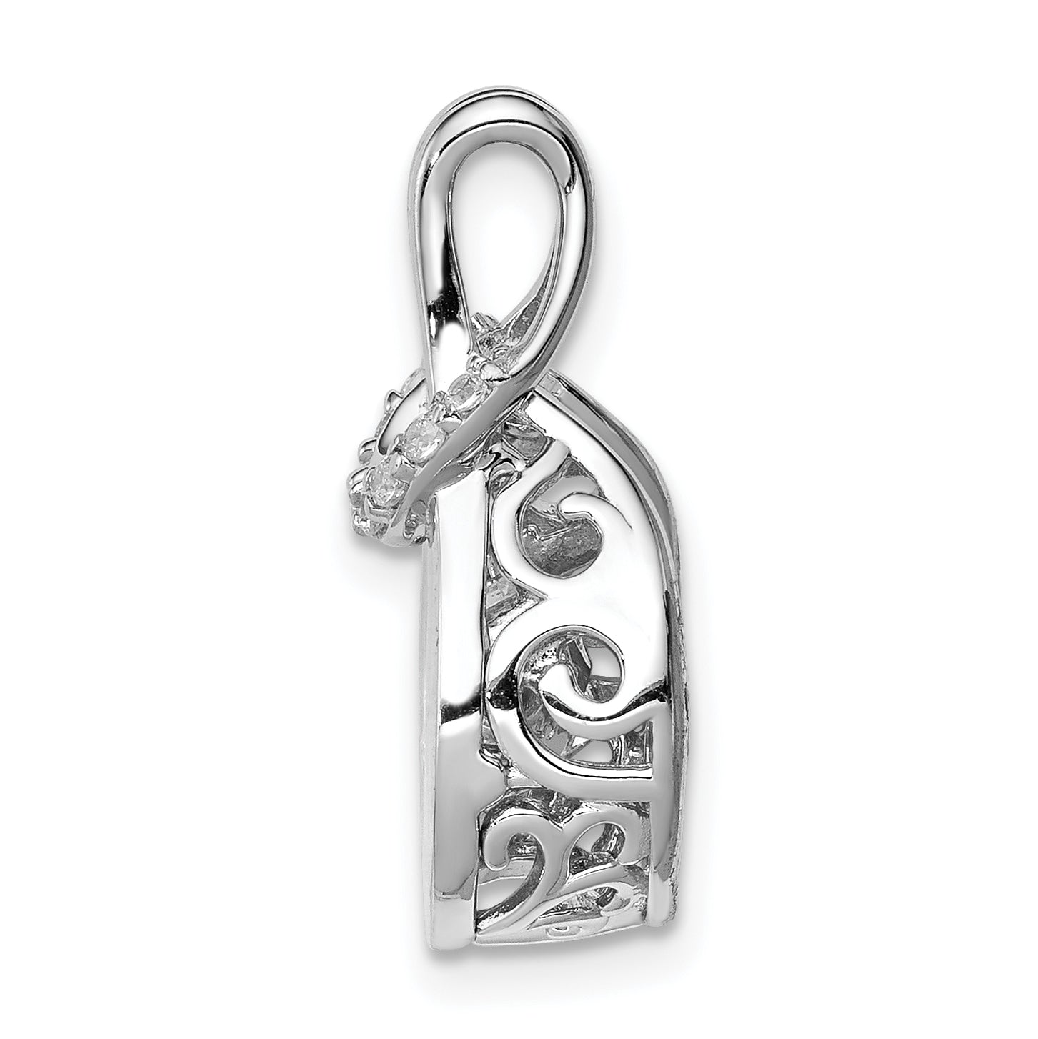 Sterling Silver Platinum-plated Vibrant CZ Knot Pendant Secondary image