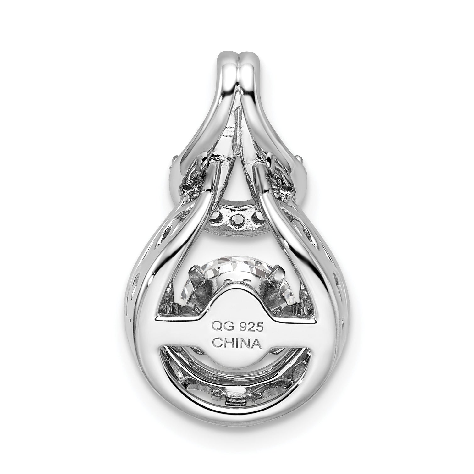 Sterling Silver Platinum-plated Vibrant CZ Knot Pendant