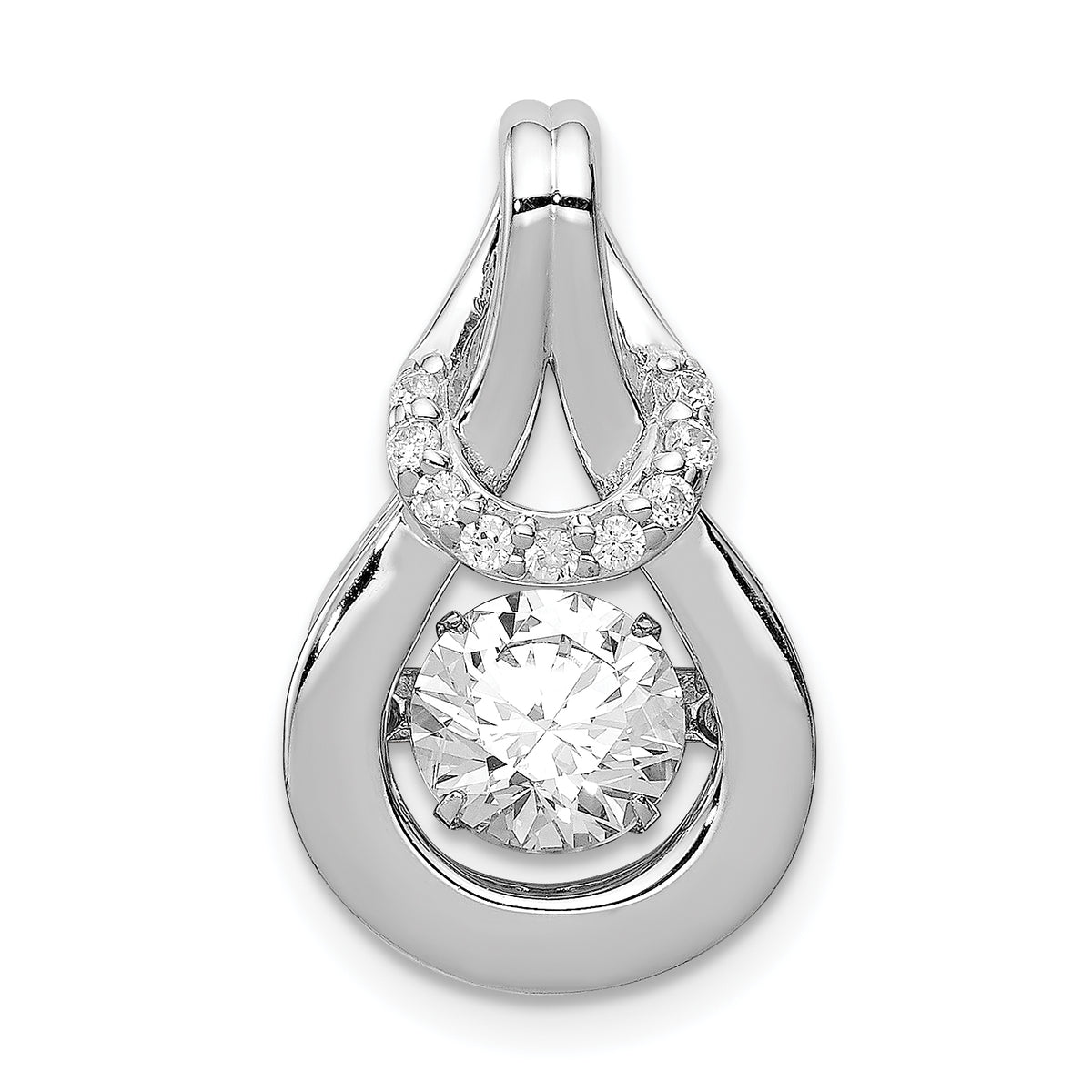 Sterling Silver Platinum-plated Vibrant CZ Knot Pendant