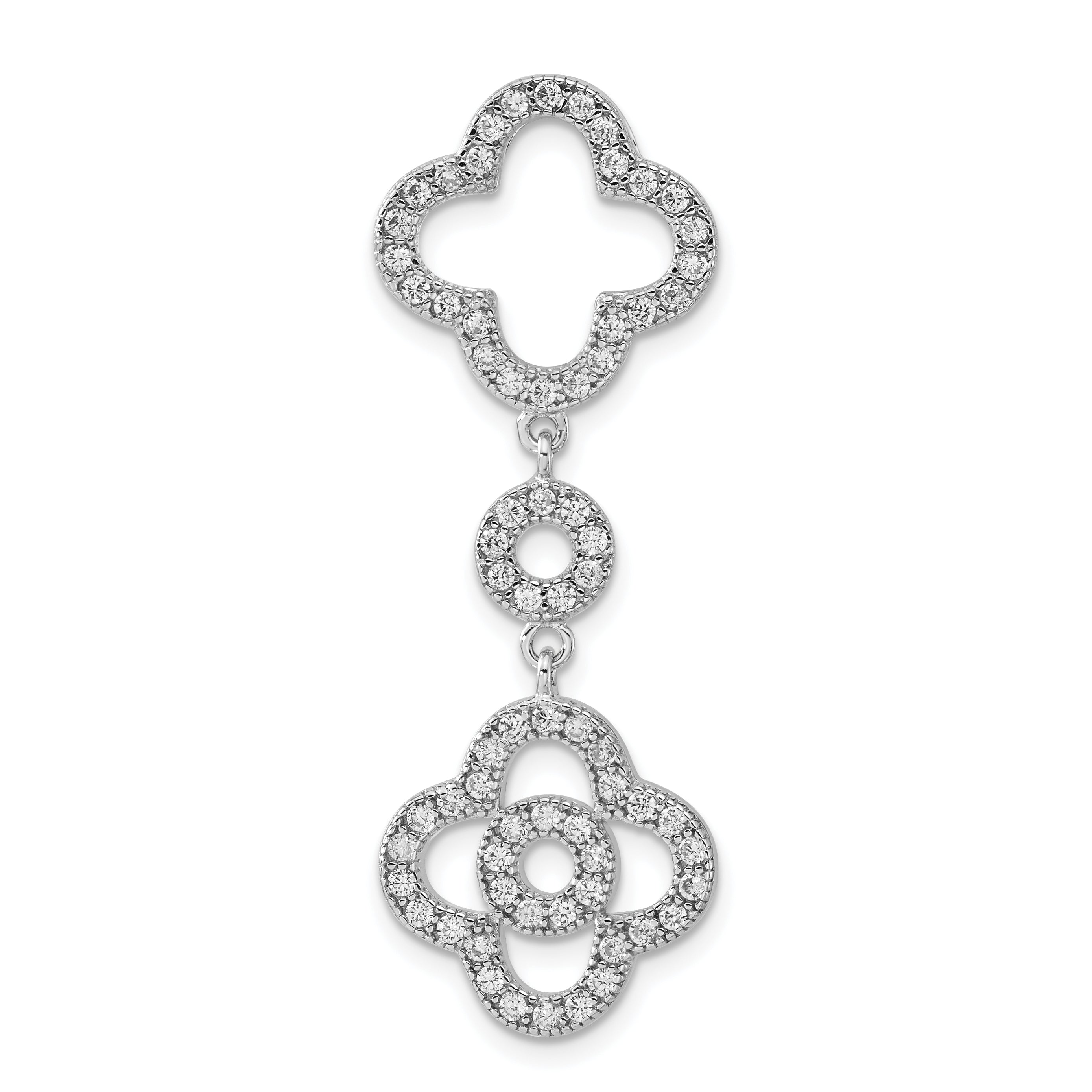 Sterling Silver Polished Fancy CZ Chain Slide Main image