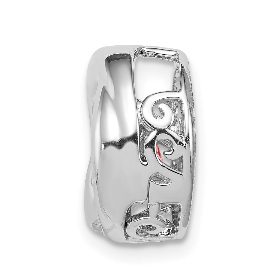 Sterling Silver Platinum-plated Polished Vibrant Pink CZ Circle Pendant Secondary image