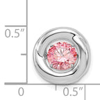 Sterling Silver Platinum-plated Polished Vibrant Pink CZ Circle Pendant