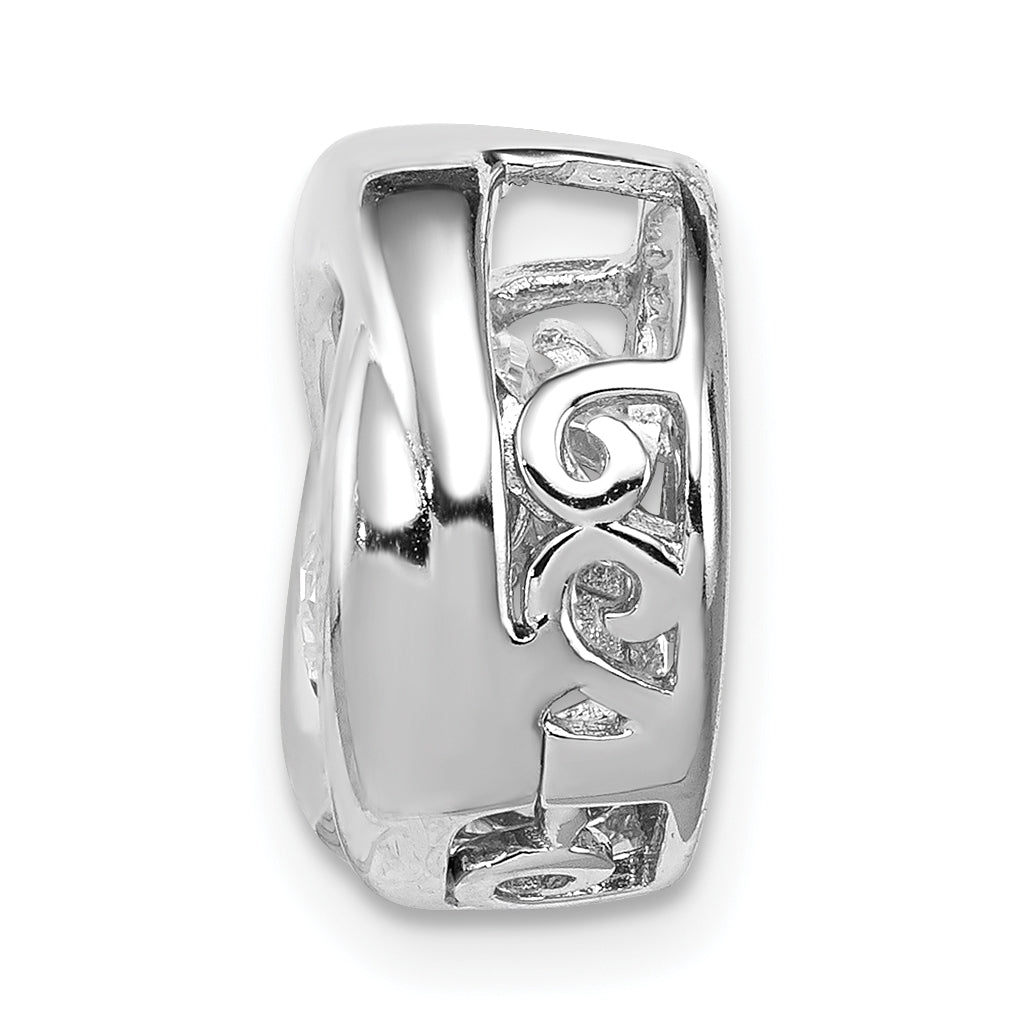 Sterling Silver Platinum-plated Polished Vibrant CZ Circle Pendant Secondary image
