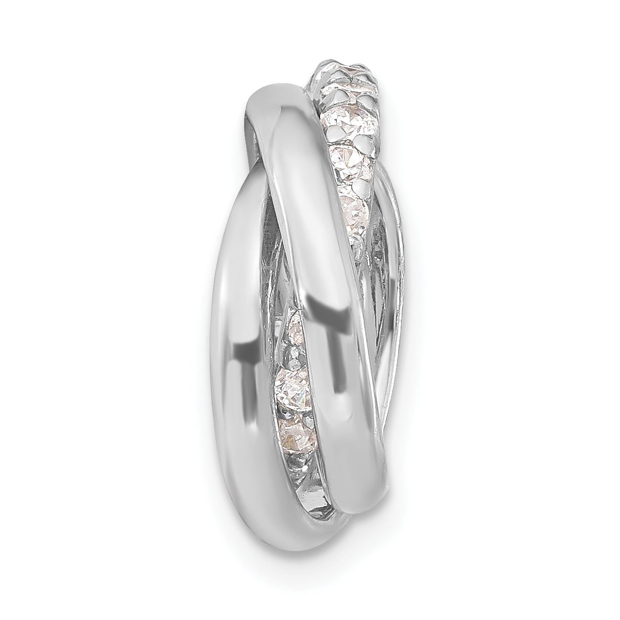 Sterling Silver CZ Polished 3 Ring Chain Slide Pendant Secondary image