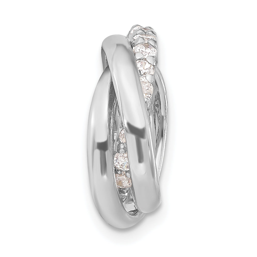 Sterling Silver CZ Polished 3 Ring Chain Slide Pendant