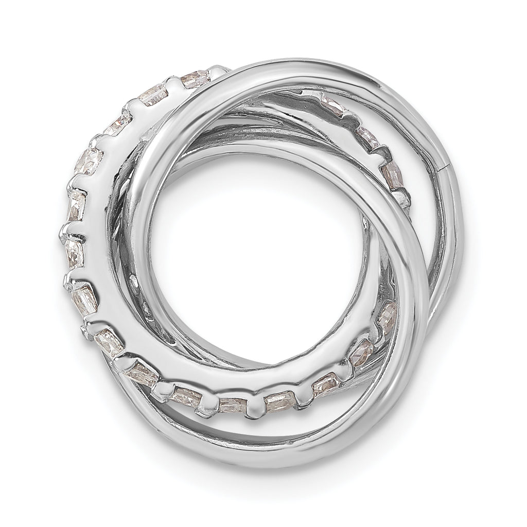 Sterling Silver CZ Polished 3 Ring Chain Slide Pendant