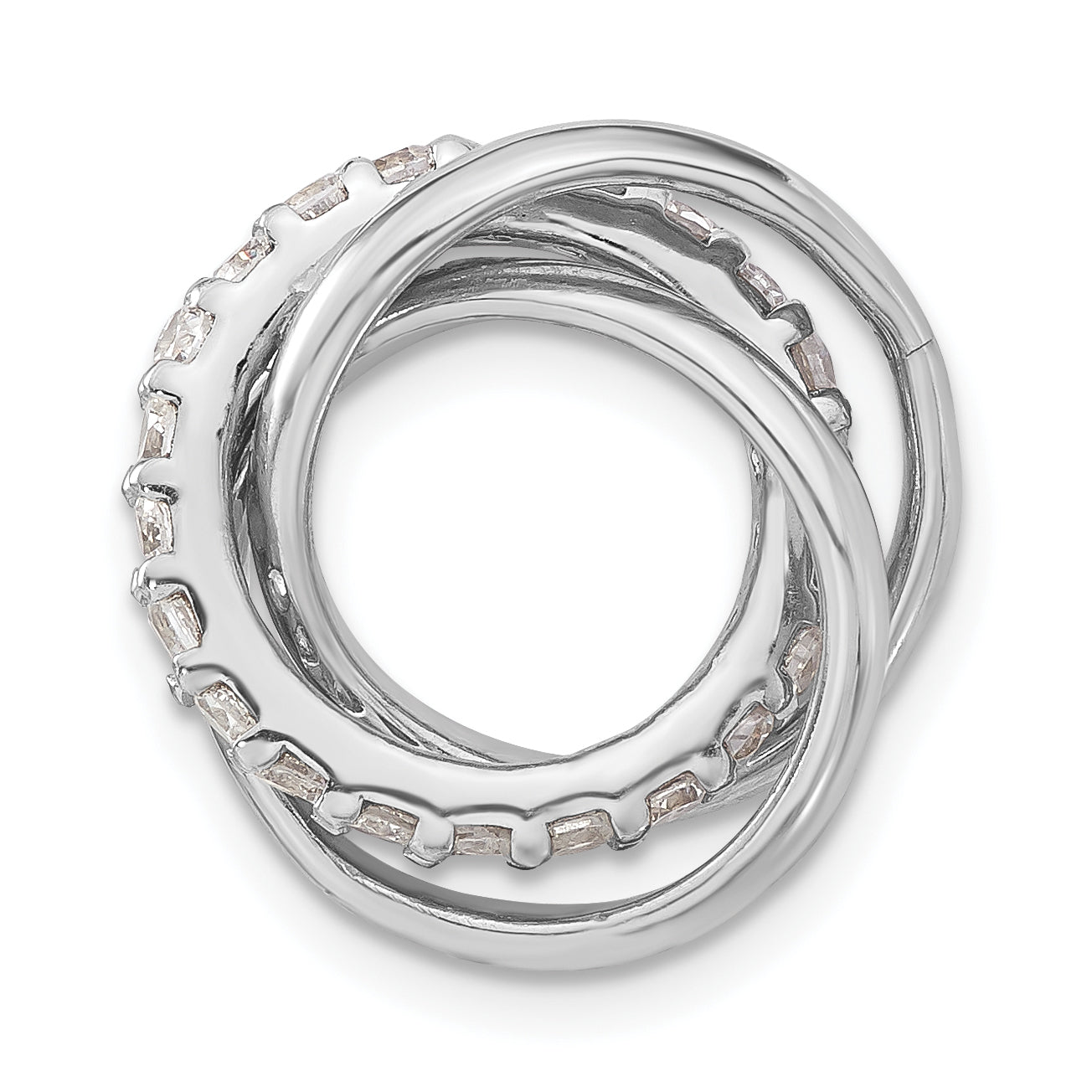 Sterling Silver CZ Polished 3 Ring Chain Slide Pendant