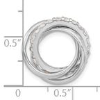 Sterling Silver CZ Polished 3 Ring Chain Slide Pendant