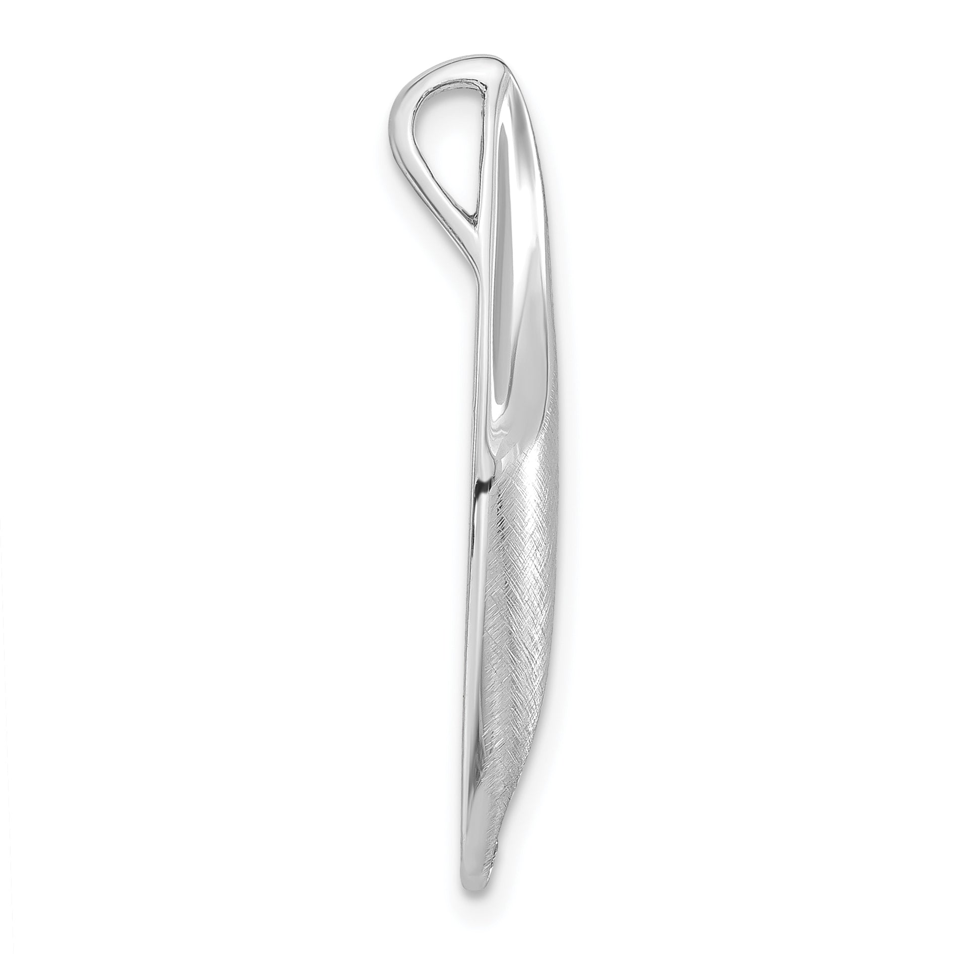 Sterling Silver Polished & Criss Cross CZ Leaf Chain Slide Pendant Secondary image