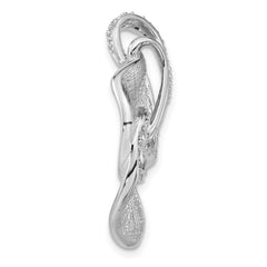 Sterling Silver Polished And Textured CZ Slide