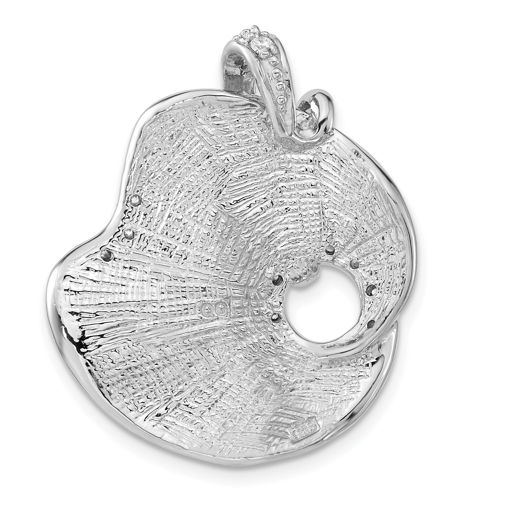 Sterling Silver Polished And Textured CZ Slide