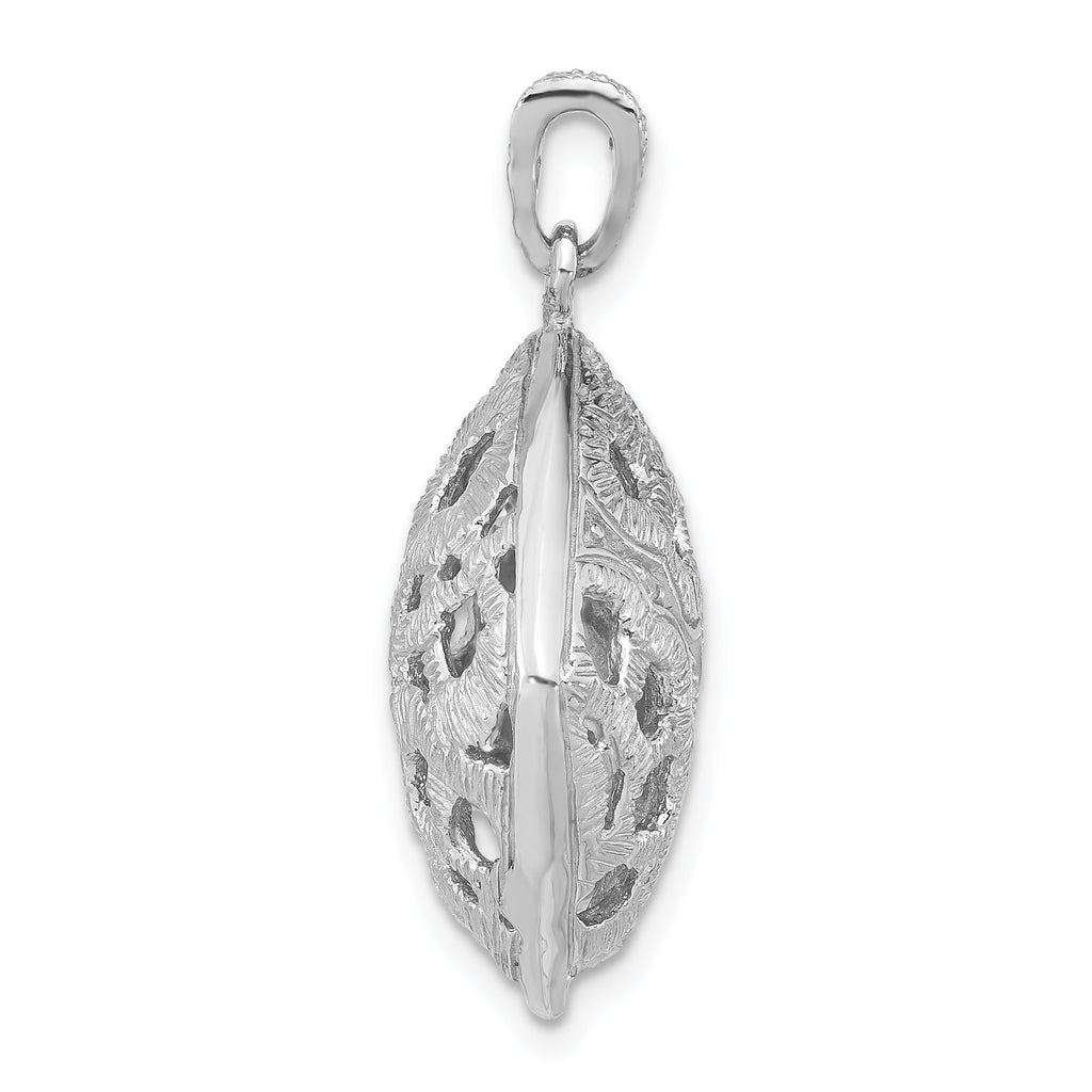 Sterling Silver Rhodium-plated Black & Preciosa Crystal Square Pendant