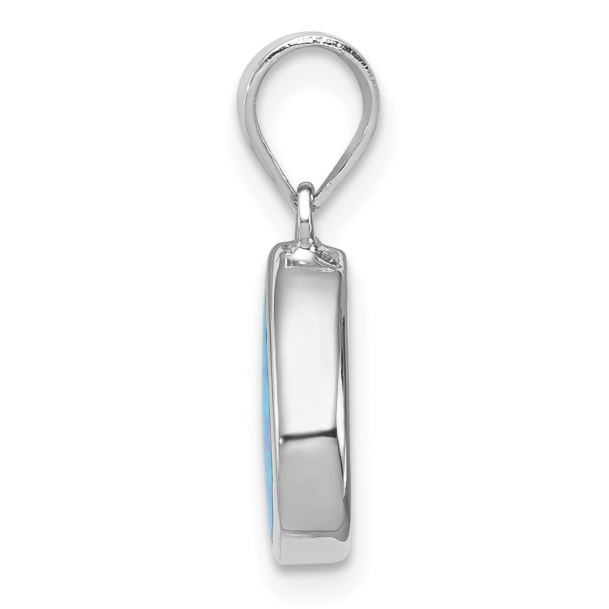 Sterling Silver Rhodium-plated Lab Created Opal Polished Teardrop Pendant Secondary image