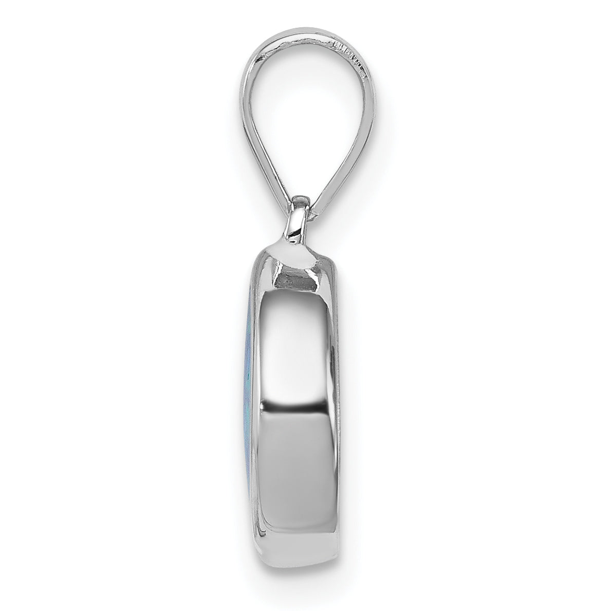 Sterling Silver Rhodium-plated Lab Created Opal Polished Round Pendant Secondary image