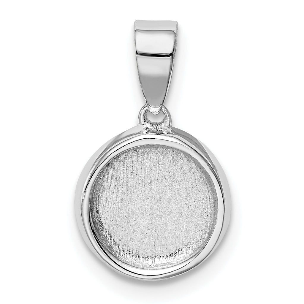 Sterling Silver Rhodium-plated Lab Created Opal Polished Round Pendant