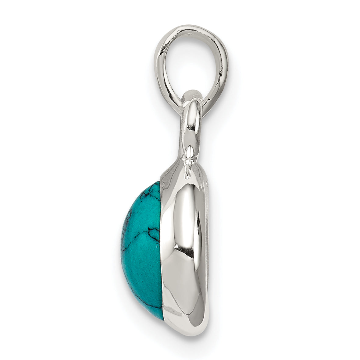 Sterling Silver Polished Lab Created Turquoise Pendant Secondary image