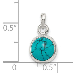 Sterling Silver Polished Lab Created Turquoise Pendant