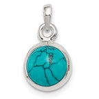 Sterling Silver Polished Lab Created Turquoise Pendant