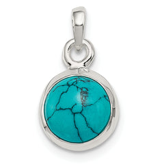 Sterling Silver Polished Lab Created Turquoise Pendant
