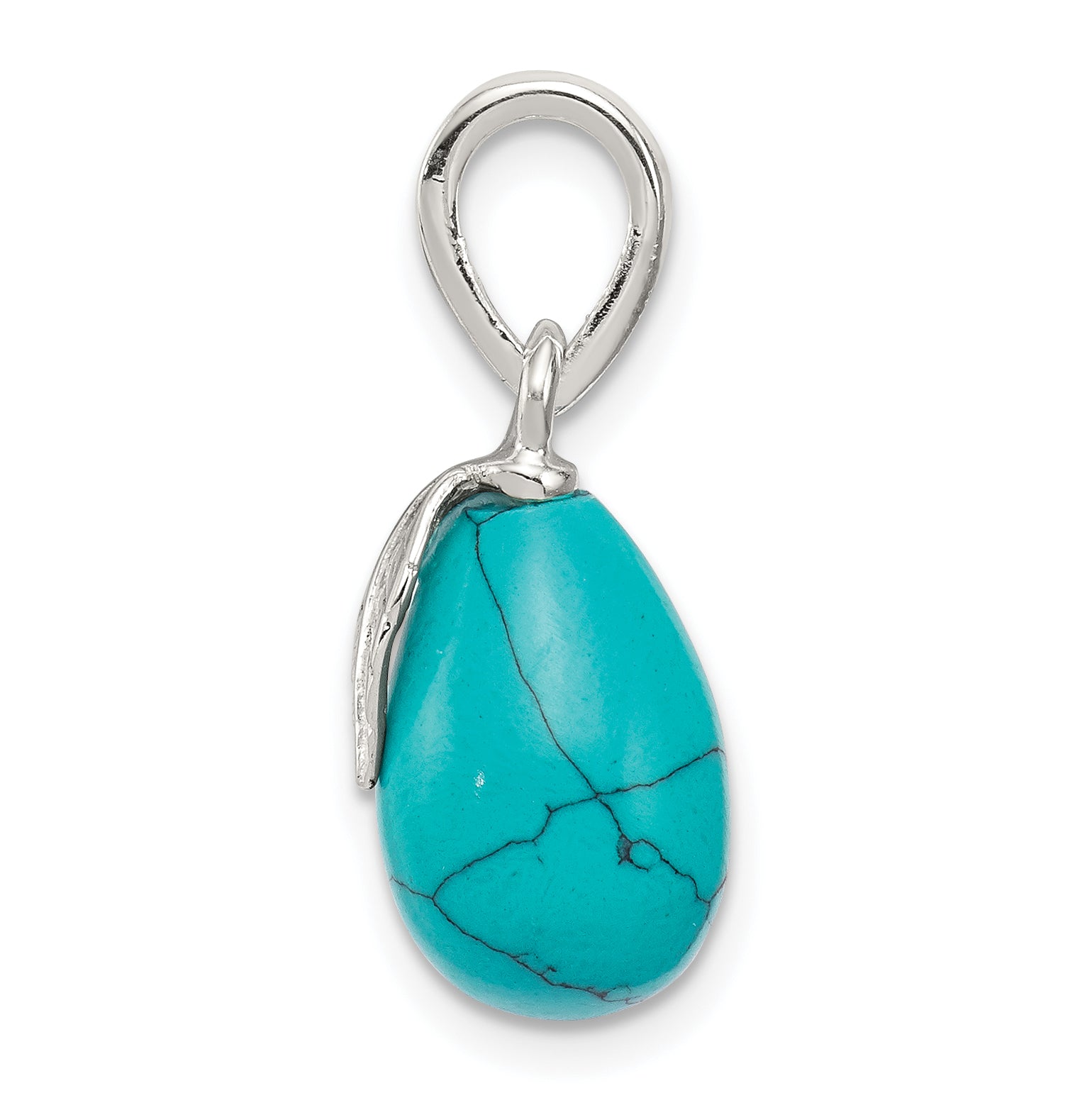 Sterling Silver Polished Lab Created Turquoise Pendant