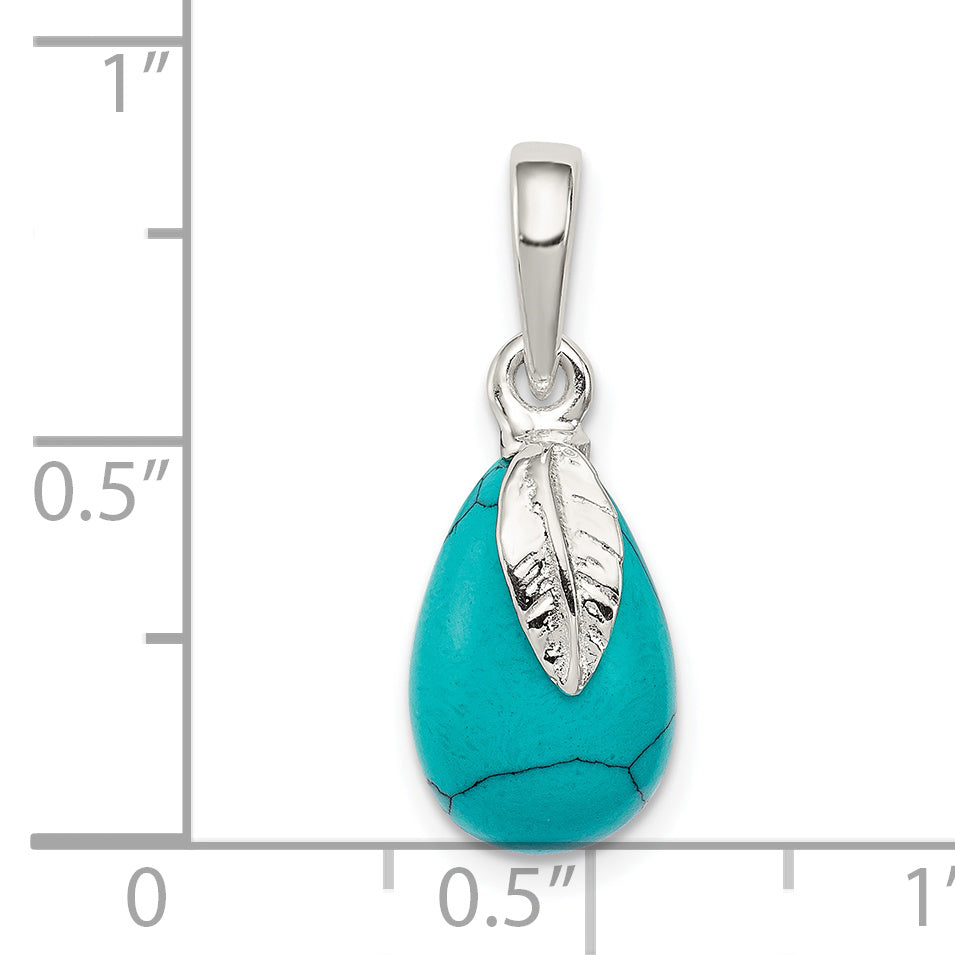 Sterling Silver Polished Lab Created Turquoise Pendant