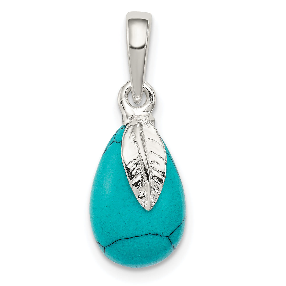 Sterling Silver Polished Lab Created Turquoise Pendant