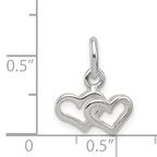 Sterling Silver Polished Double Heart Charm