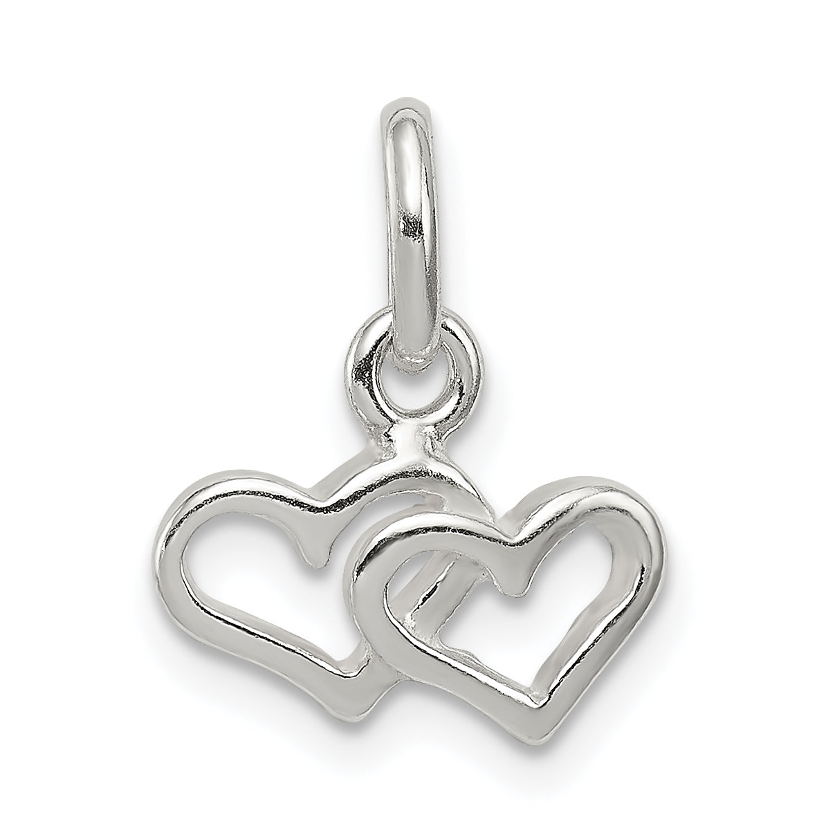 Sterling Silver Polished Double Heart Charm Main image