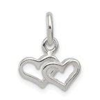 Sterling Silver Polished Double Heart Charm