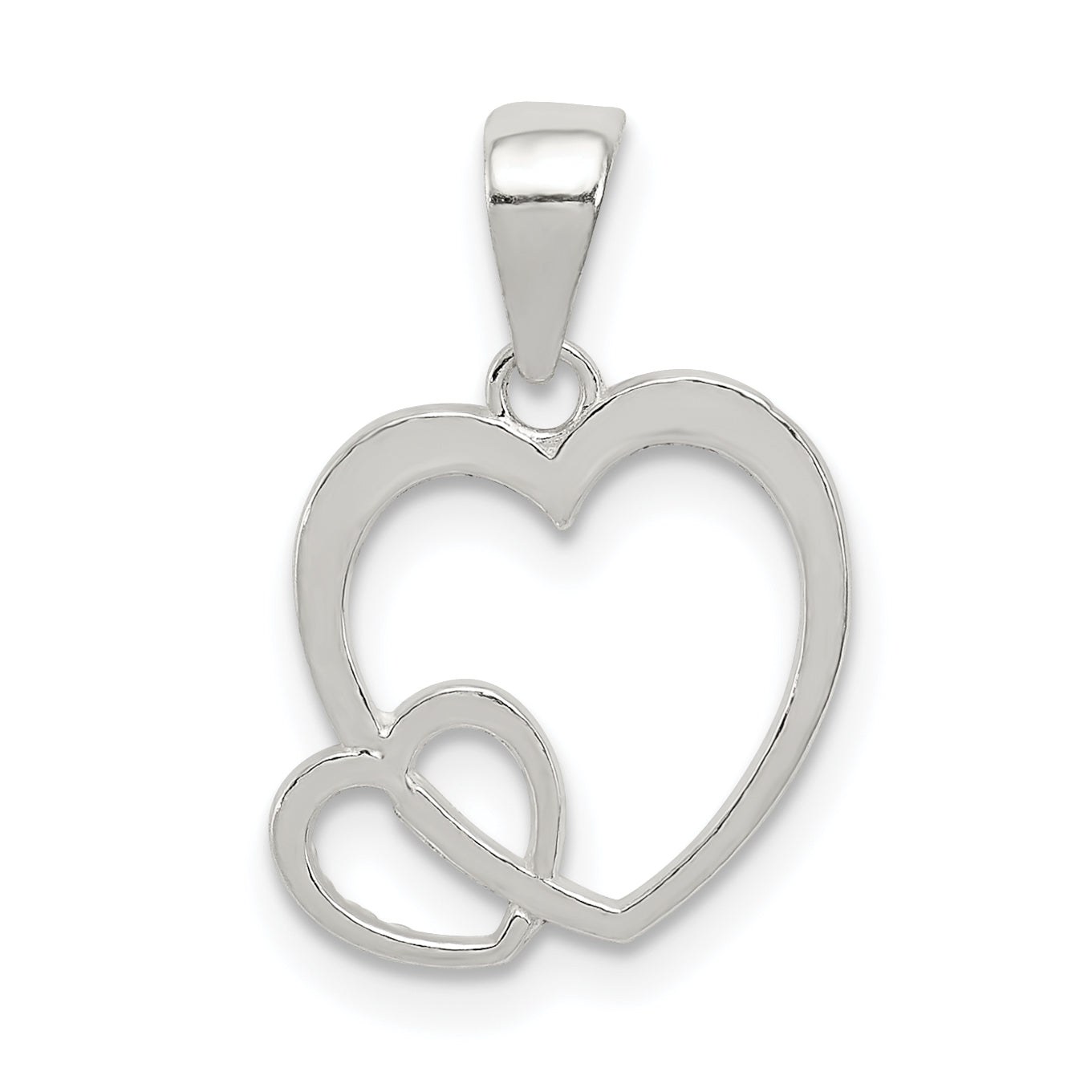 Sterling Silver Polished Hearts Pendant Main image