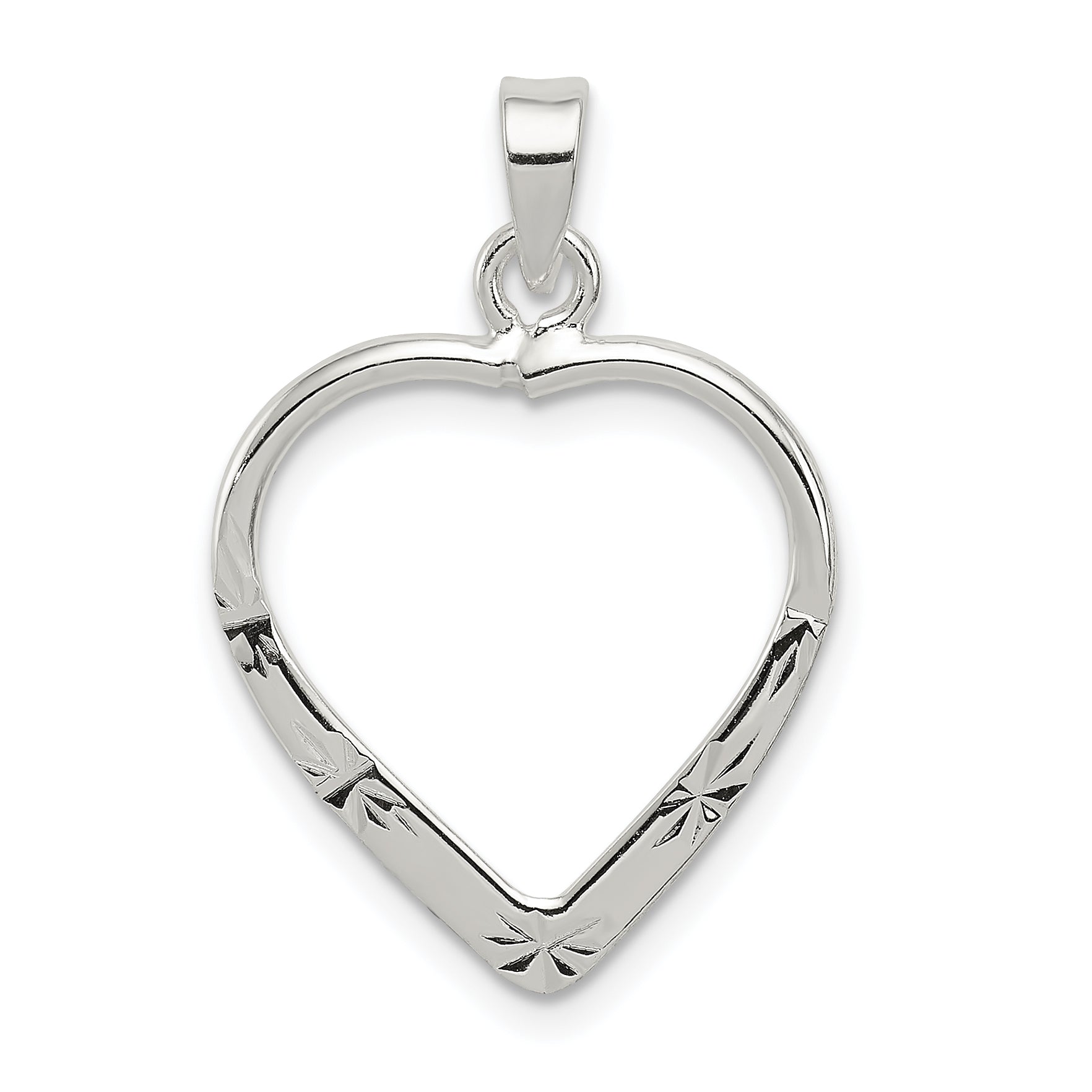 Sterling Silver Polished & D/C Heart Pendant Main image