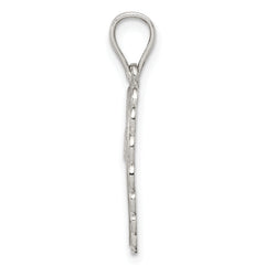 Sterling Silver Polished Mini Floral Center Heart Pendant