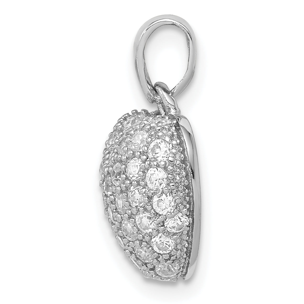 Micro-Pavé Cubic Zirconia Heart Pendant in Sterling Silver, 12mm Secondary image