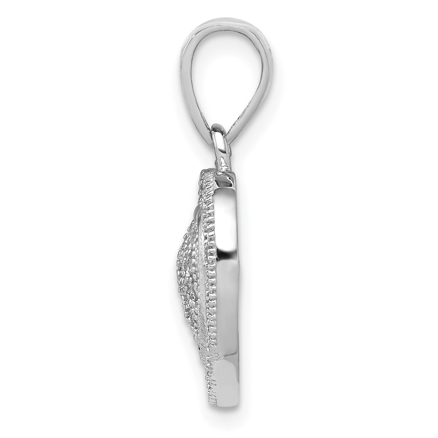 Sterling Silver Rhodium-plated Polished CZ Heart Pendant Secondary image