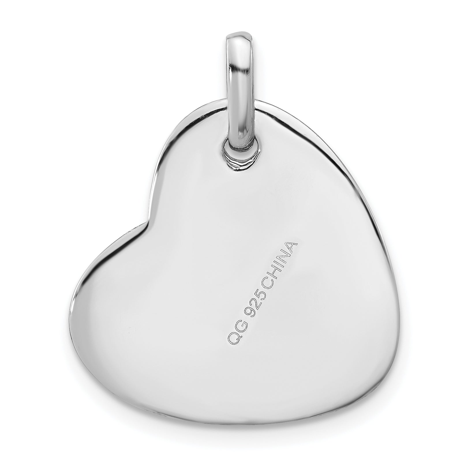 Sterling Silver Satin Finish Hearts w/Love CZ Pendant