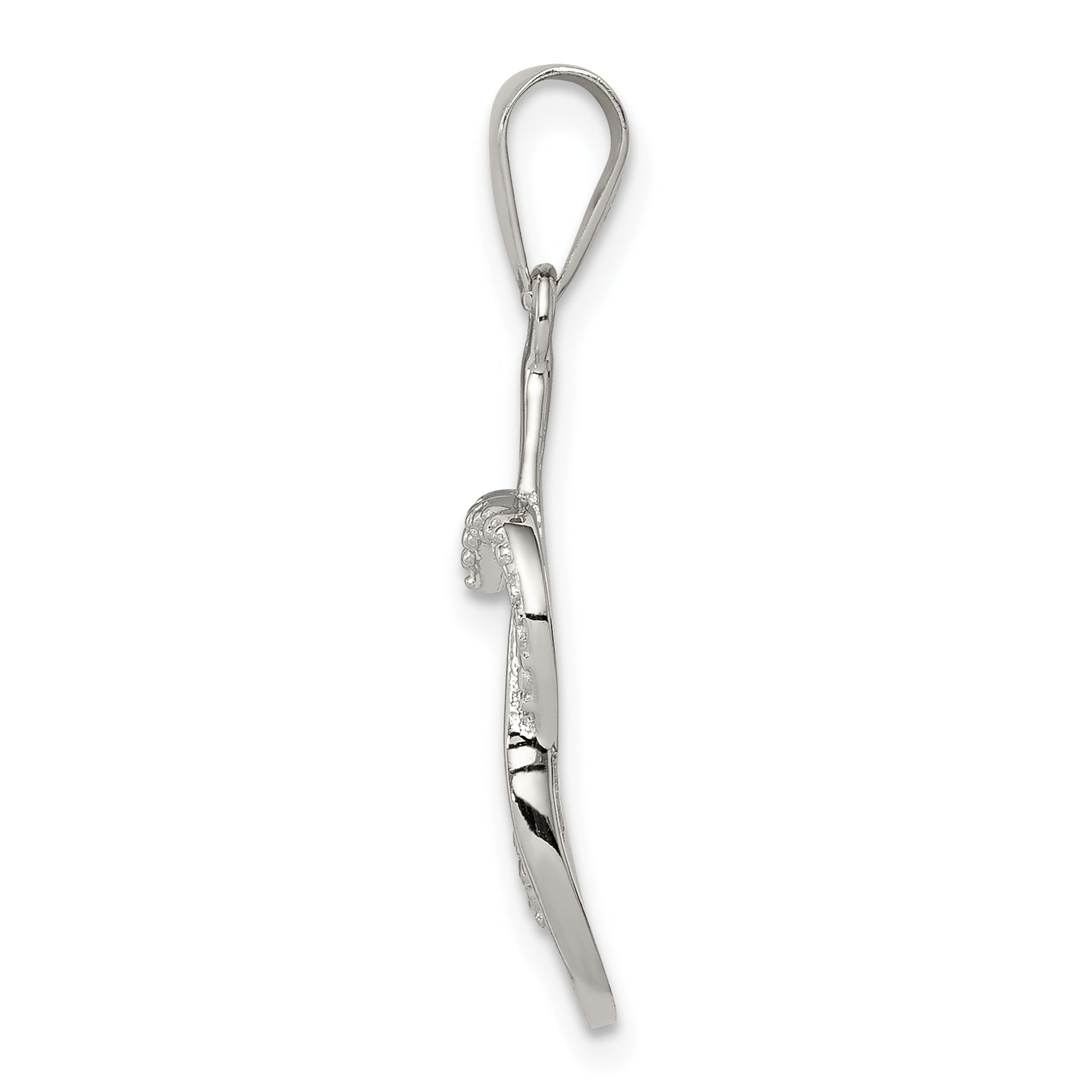 Sterling Silver Polished CZ Heart Pendant